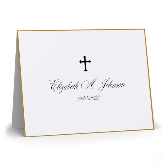 Gold Silhouette Folded Sympathy Cards with Cross - Raised Ink